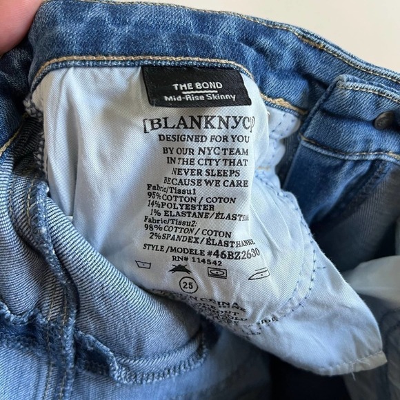 Nwt BlankNYC The Bond Ankle Slit Mid Rise Skinny Leg Stretch Denim Jeans 25 - Picture 7 of 7